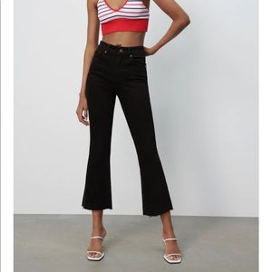 ZARA CROPPED FLARE JEANS BLACK